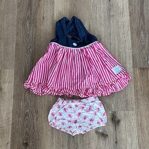 Charming Pink Striped Diaper‎ Cover Set